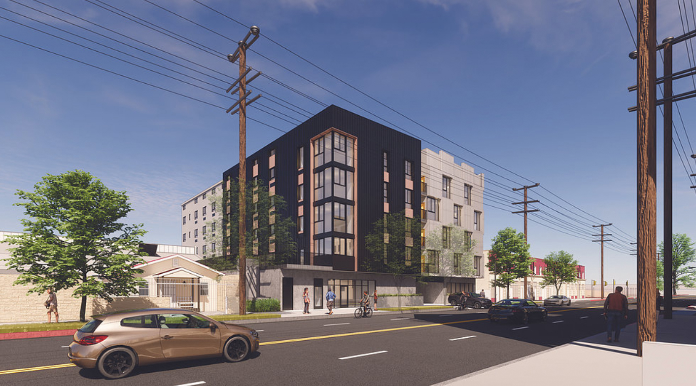 215 North San Fernando Road. Rendering by Tighe Architecture.