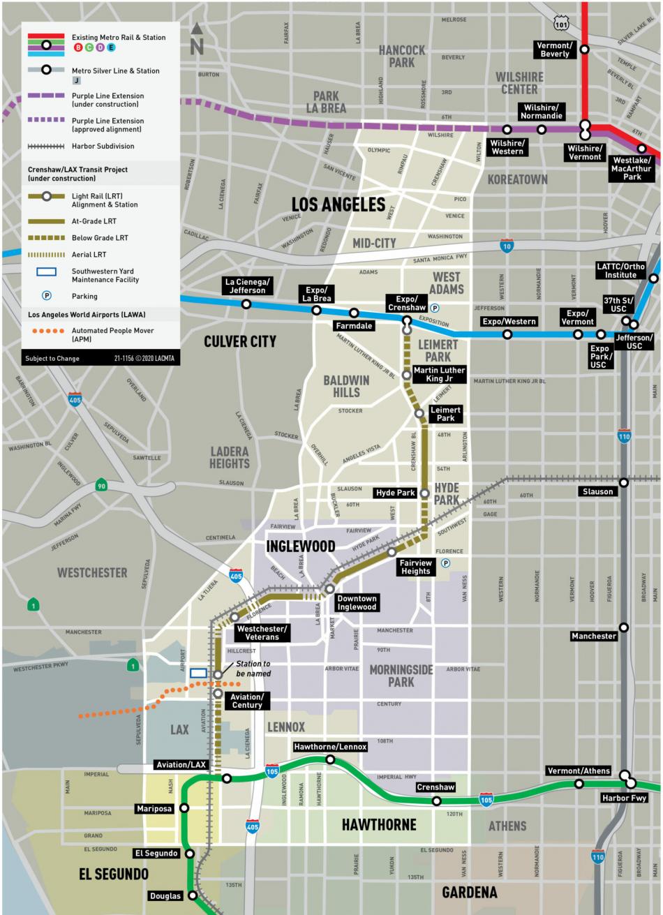 Crenshaw-LAX Metro Line Map