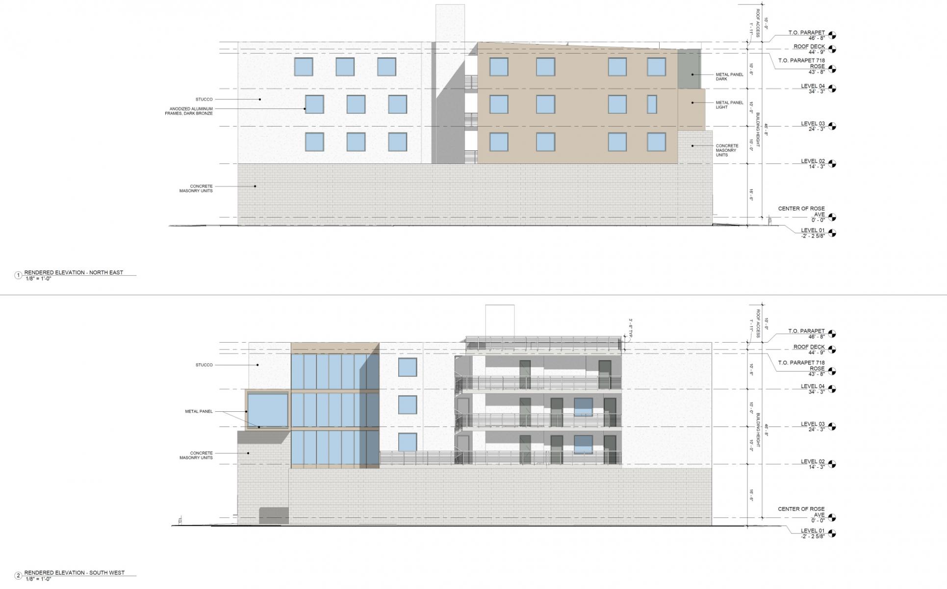 726 Rose Avenue East and West Elevations