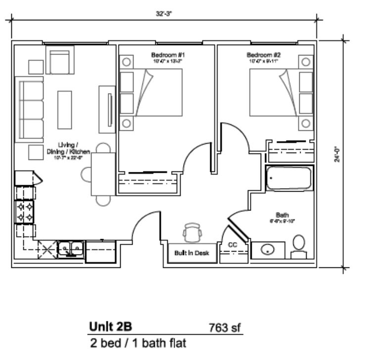 4655 East 3rd Street Two-Bedroom Floor Plans