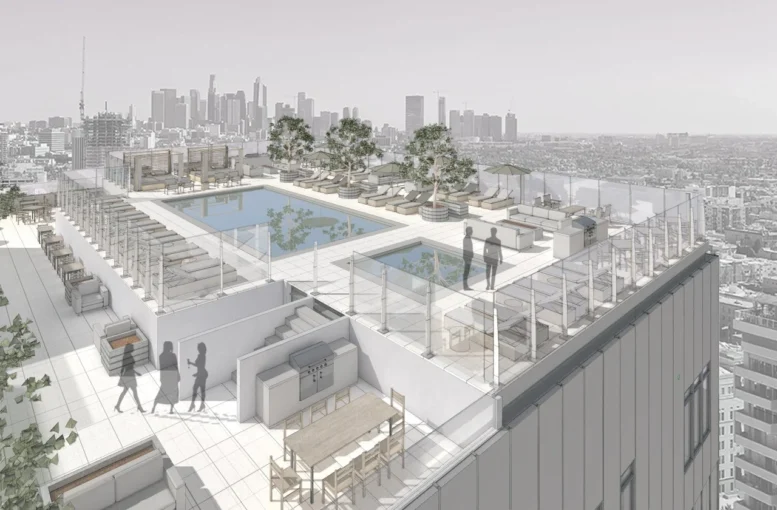 495 Apartments to 3550 Wilshire Boulevard Rooftop Rendering