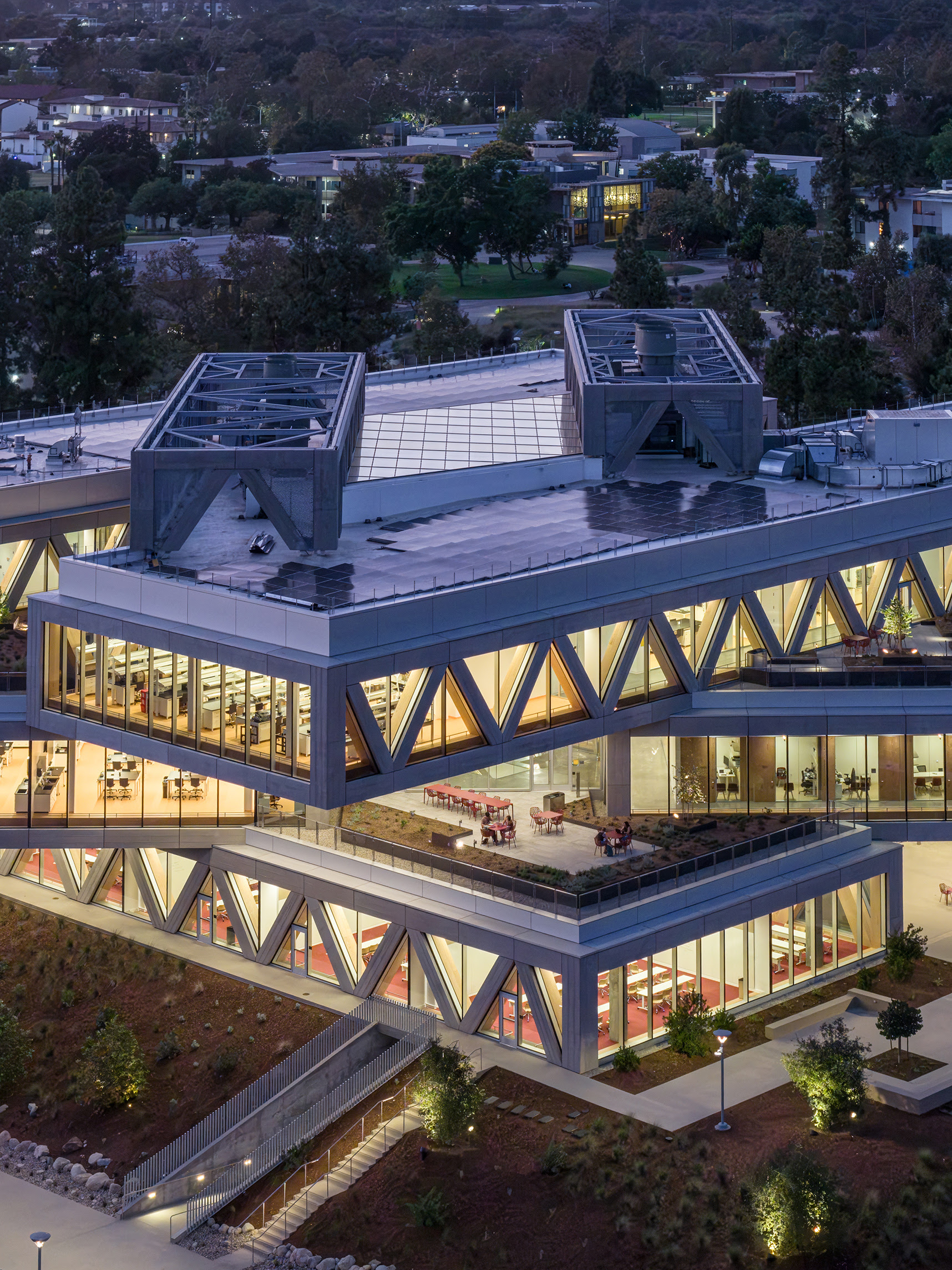 Claremont McKenna College Robert Day Sciences Center Night View