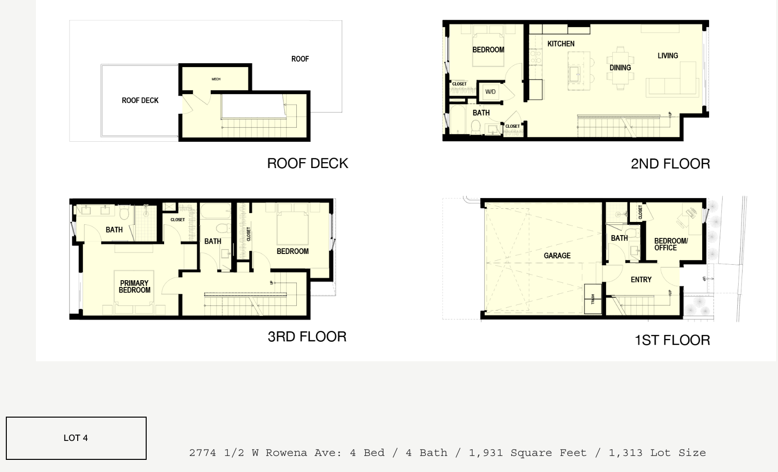 2772 Rowena Avenue Floor Plans Lot 4